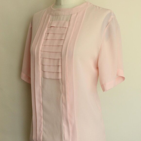 Vintage 1980s 1990s Blouse, Laura & Jayne Pink Pleated Shirt, Grandma Core - Picture 7 of 9